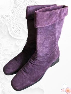 Gorgeous Vintage Markon SIMON Purple Suede Foldover Boots | Size 11M